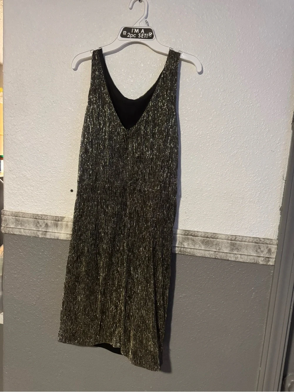 Calvin Klein Black Metallic Strapless Twist Front Dress